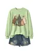 Amazon Wish loja independente moda casual versátil feminina árvore de Natal estampa de leopardo xadrez poá estrela de cinco pontas moletom