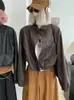 Chaqueta de cuero KEKEZOON estilo coreano con cuello alto y cremallera para mujer, colección de otoño, corte holgado, efecto adelgazante, chaqueta biker versátil 9120