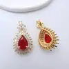 Cobre Chapado en Oro Color Conservante Microincrustado Circonita Gota de Agua Francesa Colgante DIY Hecho a Mano Collar Pulsera Pendientes Accesorios de Joyería