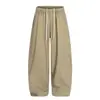 C958 Retro Americano Unisex de Moda Color Puro Diseño Básico Simple Pantalones Casuales Sueltos para Hombre con Correa de Cimitarra