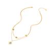 Collar de acero inoxidable con forma de ojo de gato, joyería transfronteriza, cadena de doble capa, combina con todo, cadena de clavícula N041