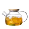 Bule de Vidro Borossilicato Alto Jarra de Suco Chaleira de Água Fria Aquecimento em Chamas Abertas Chaleira com Tampa de Bambu Chaleira Doméstica para Água Fria Chaleira de Chá com Flores