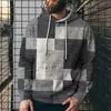 Suéter con capucha para hombre interesante impresión 3D costura de simulación cuadros sudadera deportiva para hombre nuevo transfronterizo europeo y americano