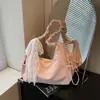 Bolso de hombro texturizado de moda transfronterizo para mujer, nuevo modelo de verano 2026, color sólido, moderno bolso tote cruzado grande de pliegues