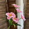 Nova Flor Artificial Tulipa Aberta de Cinco Cabeças Impressa em 3D Decoração de Casa Ornamento para Sala de Estar Arranjo Floral de Casamento