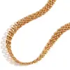 Moda Europea y Americana Nuevo Diseño de Nicho Pendientes Acero Inoxidable Chapado en Oro de 18K Cadena Tejida a Mano Pulsera Brazalete Collar