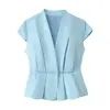 Ropa de Mujer 2026 Verano Nuevo Estilo Europeo y Americano Moda Top Plisado Falda de Corte Ajustado con Abertura Poliéster