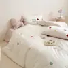 Conjunto de Quatro Peças Coração Girly Algodão Puro Algodão de Fibra Longa Cetim Bordado Coração Pônei Capa de Edredom Algodão Puro Cama de 1,8m