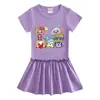Verano 2023 Nuevo Ropa Infantil Coreana Vestido de Manga Corta Falda Delgada Plegada para Bebé de Media Manga