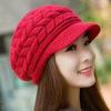 Chapéu Feminino Acolchoado de Pelo de Coelho Mais Veludo Quente Proteção para Orelhas Chapéu de Bico de Pato Chapéu de Lã Chapéu de Tricô Outono e Inverno