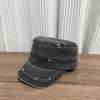 Sombrero de Copa Plana Retro Estilo Coreano Desgastado para Mujer Diseño de Nicho Gorra de Béisbol Rota Circunferencia de Cabeza Grande Hace que la Cara Parezca Pequeña Sombrero de Equitación