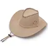 Sombrero de Sol para Hombre de Verano con Tres Cuerdas Sombrero de Vaquero Material de Cáñamo Sombrero de Estilo Étnico Europeo y Americano Sombrero de Viaje para Playa