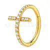 Pendiente de Titanio Jiang Tai F136 con Incrustaciones de Diamantes en Forma de Cruz, Septum Personalizado, Joyería para Perforación Corporal de Aleación de Titanio G23, Pendiente