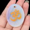 2338-Cristal Natural Ágata Grabado Símbolo Om Piedra de Palma Runa de Yoga Llavero DIY Colgante Accesorios