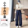 Traje Azul Denim Pantalones de Pierna Ancha para Mujer Otoño Nuevo Imitación de Mezclilla Sueltos Caídos de Cintura Alta Rectos Ajustados Pantalones Casuales