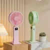 Design de Cores Fresco e Simples, Ventilador de Carregamento para Mesa com Suporte, Ajuste de Velocidade Contínuo, Display Digital, Ventilador USB Inteligente com Luz