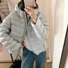 Nueva Chaqueta de Algodón con Relleno de Plumas de Costilla Fina para Mujer con Capucha Corta Cálida Caparazón de Tortuga Abrigo de Invierno para Mujer