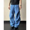 Pantalones de trabajo de secado rápido estilo americano, azules, con pinzas, para hombre, estilo fino de verano, pantalones casuales versátiles, pantalones de pierna ancha para deportes al aire libre