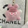 Lindo colgante de peluche con forma de bola de carbón de imitación de piel de conejo rex, joyería creativa, muñeco de dibujos animados, llavero para coche