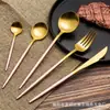 Cubiertos de acero inoxidable 304 para redes sociales, cuchillo, tenedor, cuchara, Amazon, vajilla para restaurante occidental, negro, oro, polvo de platino, oro, venta al por mayor
