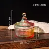 Frasco de Vidrio Estilo Europeo Frasco para Velas de Aromaterapia Frasco para Dulces Almacenamiento Adornos Frasco para Joyas Piedra Falsa Cuenco Falso de Cristal