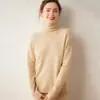 Suéter de cachemira con cuello alto para mujer, jersey de manga larga de color liso, nueva colección de punto para otoño e invierno, top elegante y suave