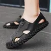 Sandalias de verano retro con cordones y punta abierta, zapatillas de lona transpirables para hombre, sandalias casuales cosidas a mano con suela gruesa, disponibles en stock