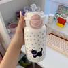 Taza térmica de gatito con punta de onda, gran capacidad, de acero inoxidable 316, con tubo de succión para niños, taza de agua de alto valor de color para estudiantes