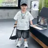 Conjunto de Verano para Niños: Elegante y Genial 2026 Nueva Moda Verano para Niños Conjunto de Dos Piezas con Estampado Tie-Dye y Letras Manga Corta