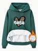 Suéter con capucha y forro polar para mujer, estilo eBay independiente, para otoño e invierno, disponible en stock, camisa informal de manga larga para mujer de estilo nana que combina con todo.