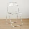 Silla de Acrílico Transparente Silla Plegable para el Hogar Taburete Plegable Mesa de Comedor Moderna de Celebridad de Internet Silla de Comedor Taburete Silla de Cristal