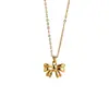 Collar de Acero Inoxidable Transfronterizo para Mujer, Colgante de Cobre con Lazo de Princesa Fugitiva, Cadena Clavicular de Moda Versátil Dulce al por Mayor