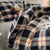 Nanjiren Gatito Algodón Lavado Artesanía Hogar Juego de Cuatro Piezas Lindo Dormitorio Sábana y Funda de Edredón Individual Juego de Tres Piezas