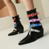 Botas de Mujer de Talla Grande Transfronterizas Europeas y Americanas 35-46, Botines de Tacón Alto Bajos con Punta Afilada, Charol, Cremallera Lateral, para Otoño e Invierno