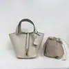 Advanced Sense TC Capa Superior Piel de Vaca Línea Saffy Costura Cesta de Verduras Bolso de Mujer 18cm Cuero Genuino Portátil Cierre de Cobre Real Bolso Balde