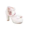 Zapatos Nuevos Gruesos 33 Zapatos de Mujer Encaje Tacones Altos 46 Comercio Exterior Sandalias Baotou Correa de Viaje Lolita Lazo