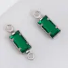 Aço Inoxidável 304 Vidro Colorido Pingente Retangular DIY Acessórios para Joias Feitas à Mão Acessórios para Colar Pulseira