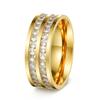 Suministro Transfronterizo de Anillos de Acero Inoxidable con Zirconia Incrustada de Diamantes, Diseño de Cielo Estrellado, Joyería de Moda en Oro Rosa, Anillos de Moda
