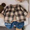 Casaco de Lã Xadrez Infantil Estilo Coreano Novo Estilo Casaco de Lã Outono e Inverno Casaco Casual para Bebê Versátil Acolchoado de Algodão