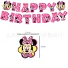 Decoración de Fiesta de Cumpleaños de Minnie Rosa para Niña Banderín de Dibujos Animados Plato de Papel Servilleta de Papel Mantel Mantelería Set de Decoración para Ambiente Festivo