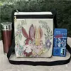 Bolso Bandolera Nuevo Bolso de Viaje Yunnan Bolso de Tela Bolso Bordado Conejo Blanco Animal Vintage Billetera para Monedas de Teléfono Móvil Doble Capa Correa Negra