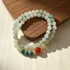 Pulsera de doble anillo de piedra de uva natural 5A y cristal blanco, moda pequeña fresca para verano, joyería de mano para chica, venta al por mayor
