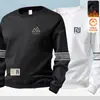 Moletom masculino de outono e inverno, corte solto, forrado com fleece, espessado, pulôver, gola redonda, camiseta de manga longa, tamanho grande, moderno e versátil