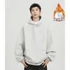 Moletom com Capuz e Botões Resistente Cruzado Masculino Primavera e Outono Tendência Solto Casual Cor Sólida Versátil Jaqueta Moletom Estilo Americano