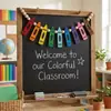 Exclusivo para ventas transfronterizas: Temporada de regreso a clases banner y bandera decorativos de fieltro de colores tipo crayón de tela no tejida para decoración de aula, envío OEM disponible