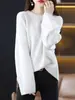 Suéter para Mujer 2025 Nuevo Otoño e Invierno Gris Superior, Estilo Perezoso, Corte Holgado, Adelgazante, Cubre Vientre, Tejido de Talla Grande