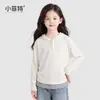 Camiseta Térmica con Capucha y Media Cremallera de Manga Larga Little Fite para Niñas Otoño Nueva Colección 2026 para Niños Medianos y Mayores Top de Moda
