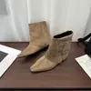 Botines de Gamuza con Hebilla Estilo Coreano para Mujer 2026 Otoño/Invierno Botas de Caña Alta para Pantalón Estilo Chica Picante Botas Vaqueras Botas Juveniles