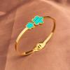 Europeo y Americano Simple Acero Inoxidable Acero de Titanio Fritillaria Trébol de Cuatro Hojas Galvanizado Pulsera de Alta Edición para Mujer Pulsera Abierta de Alto Sentido Fabricantes