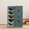Juego de tazas de té de cinco elementos estilo chino, cultural y creativo, cocido en horno, caja de regalo de tazas de té de cerámica, juego de té Kung Fu, taza de maestro, regalo de negocios